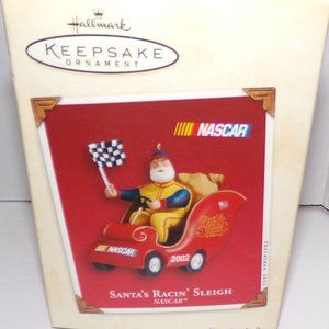 HALLMARK KEEPSAKE ORNAMENT "SANTA'S RACIN' SLEIGH" SANTA AND NASCAR HOW COOL!!